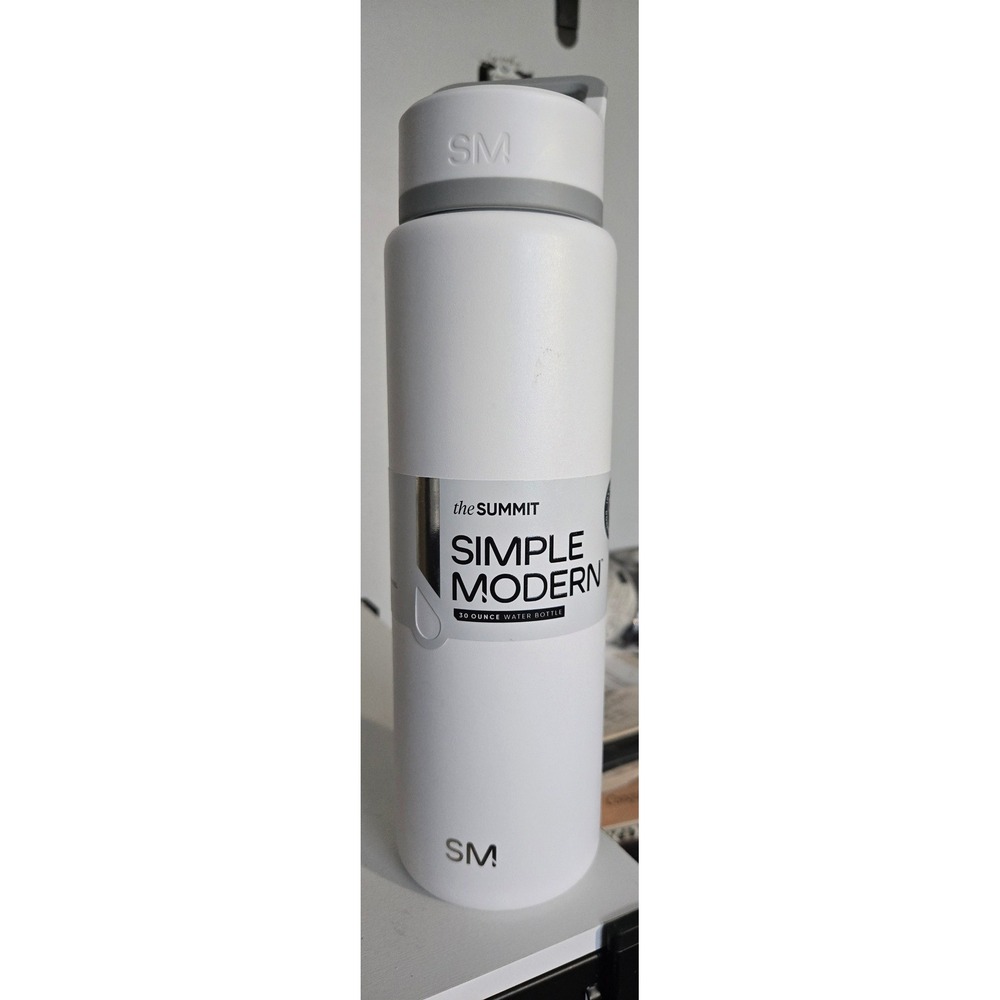 Simple Modern Summit 30oz Water Bottle White Stainless Steel Straw Lid
